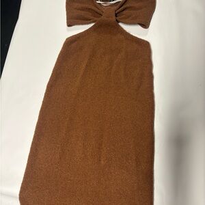 Brown Knit Halter Dress